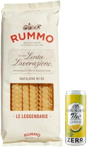 24er-Pack Rummo Pasta Mafaldine N°80,Italienische Nudeln aus Hartweizengrieß,500g + 1er-Pack Kostenlos San Benedetto Eistee mit Zitrone Ohne Zucker 330ml Dose