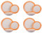 KASANOVA Set mit 12 orangefarbenen und weißen Kaleido-Tellern aus orangefarbenem Porzellan, Orange & Weiß