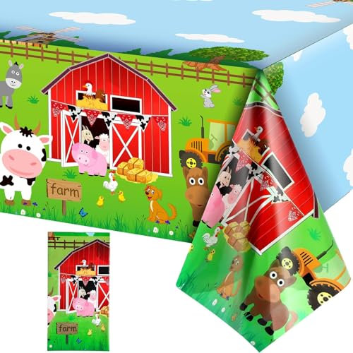 Tischdecke * Bauernhof & Farm * für Mottoparty und Kindergeburtstag | Größe: 137 x 274cm, abwischbar | Bauernhoftiere Tiere Deko Party Geburtstag Kinder