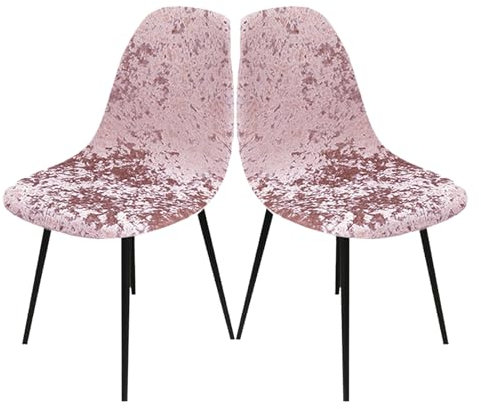 LIFEDX Stuhlbezug Stuhlhussen Samt 2er Set,Stretch Schalenstuhl Bezug Stuhlbezüge für Esszimmerstühle Küchenstühle Stuhlabdeckung Husse Universal,Abnehmbare Waschbarer Antirutsch - Pink||2PCS