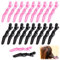Lot de 20 Pinces Crocodiles Cheveux en Plastique Résistant, Accessoires Professionnels pour Coiffeurs - Antidérapantes - Idéales pour Salon de Coiffure et Usage Domestique (10Noir et 10Rose)