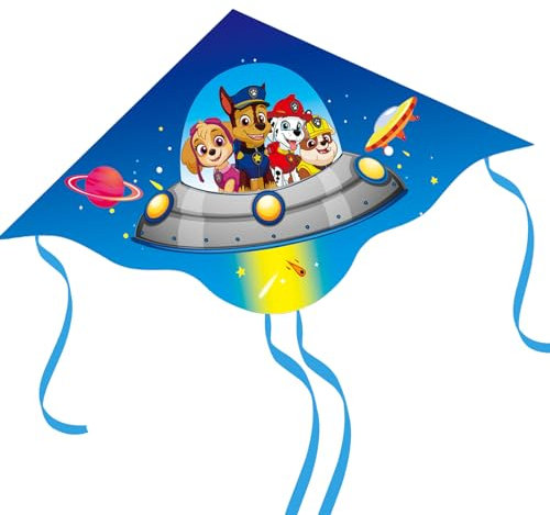 Oirigaga Drachen Kinder, Dog Patrol Kinderdrachen, Einleiner Flugdrachen mit Griff, Linien und 4 Schwänzen für Outdoor Strand Park, Cartoon Anime Kite, Süße Klein Winddrachen für Anfänger ab 3 Jahre