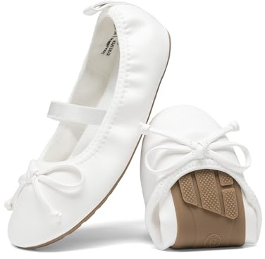 DREAM PAIRS Little Girls Toddler Ballet Flats Dress Shoes Mary Janes Shoes,Size 4 Big Kid,White,KKUMFA2502