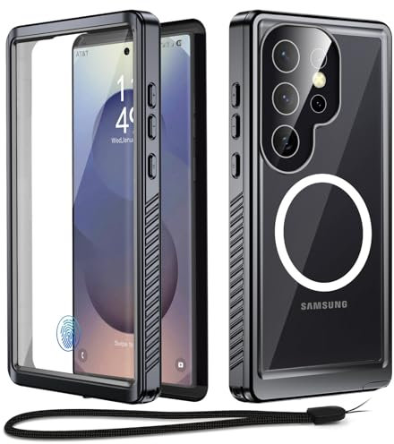 Beeasy für Samsung Galaxy S25 Ultra Hülle Wasserdicht für MagSafe, 360 Grad Outdoor Schutzhülle Magnetisch Handyhülle, Stoßfest Staubdicht Wasserfest Panzerhülle Case mit Displayschutz, Schwarz