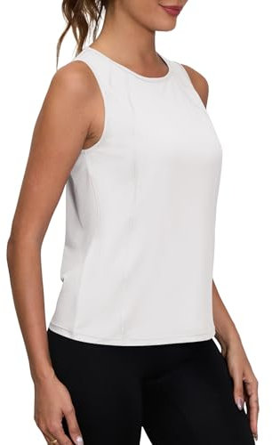 IECCP Damen Yoga Tank Tops Sommer Lose Ärmelloses Fitness Sport Shirt locker Rundhals Golf Gym Running Workout Lauftop 2025, Weiß, XS