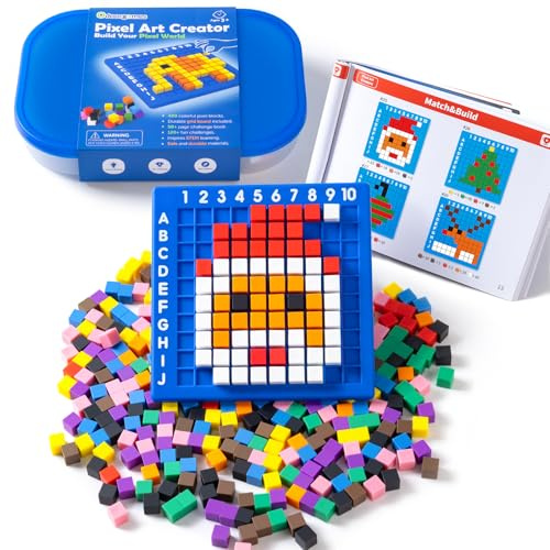 Odoorgames Pixel Art Challenge Kit - 400 Pcs Pixel Cubes in 10 Colors