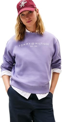Tommy Hilfiger Damen Sweatshirt ohne Kapuze, Violett (Lavender Ash), S