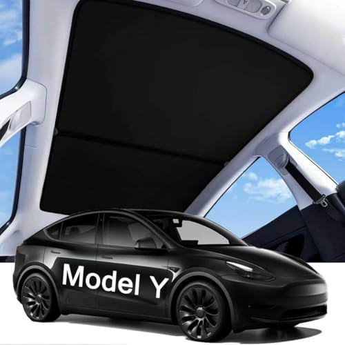 Tesla Model Y Sonnenschutz, UPF200+, Dach-Sonnenschutz mit Aufbewahrungstasche, kein Durchhängen und keine Lücken, Wärmedämmung, faltbare obere Fenster, Windschutzscheibe, Sonnenschutz, Tesla Model Y