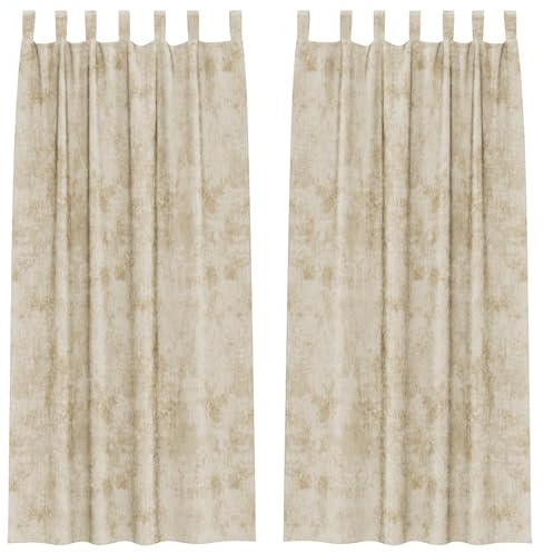 vidaXL 2er Set Samtvorhänge mit Ösen in Creme, 260 x 140 cm - Sichtschutz und lichtfilternd, ideale Verdunkelung für Dein Zimmer.