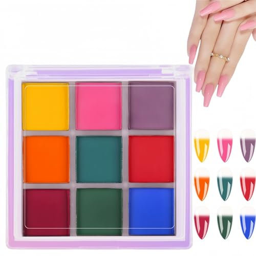 9 Colours Nail Powder Palette,DIY Pastel Chrome Nail Art Set,Nail Art Palette Powder for Women,Nail Ar/t Color Changes Pal/ette Pow/der,DIY Na/il Powd/er Solid,Colorful N/ail Pale/tte Makeup