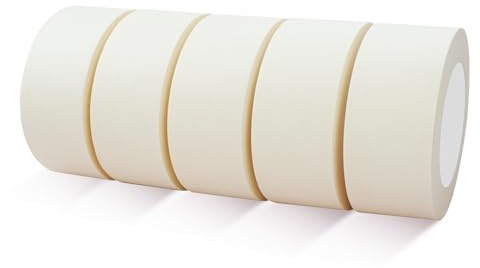 KAKAMINA Malerkreppband 50 mm breit, 50 mm x 50 m x 5 Rollen. | 5er-Pack Malerkreppband für allgemeine Zwecke, insgesamt 250 m.