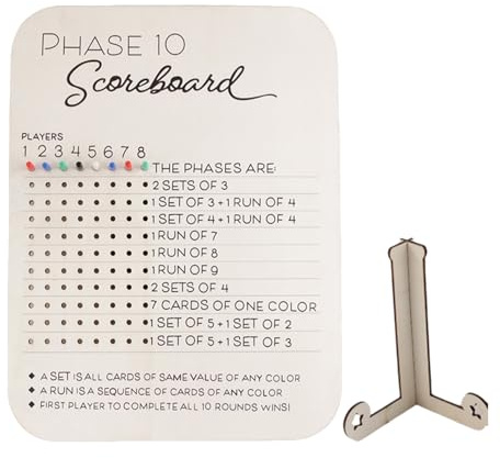 Gramigg Wood Phase 10 Scoreboard Scoreboard Portable Travel Game Wood Phase 10 Score For Party Family Adults For Board Cards Adults