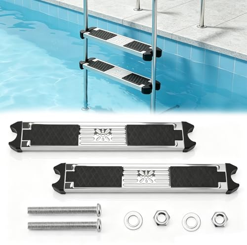 Peldaños para Escaleras de Piscina, Juego de 2 Peldaños Antideslizantes Repuesto de Acero Inoxidable Pedal Universal para Escalera Accesorio Antideslizante Piezas para Escaleras de Piscina