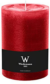 durchgefärbte Stumpenkerzen (H x Ø) 140 x 98 mm, Farbe Rubin Rot, mit ASF zum Abbrandschutz, Wiedemann Marble Kerzen, Advent, Adventskranz, Weihnachten, Dekoration, Event