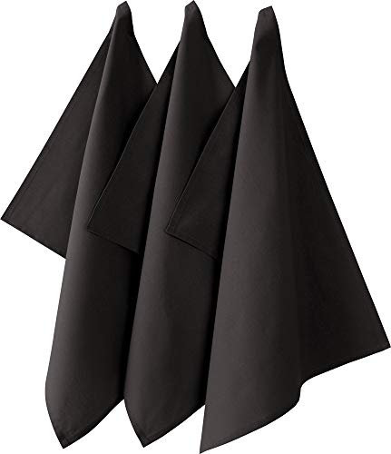 REDBEST Geschirrtuch, Küchentuch 3er-Pack Seattle, 100% Baumwolle anthrazit Größe 50x70 cm - saugstarke, strapazierfähige Qualität, mit Aufhängung (weitere Farben)