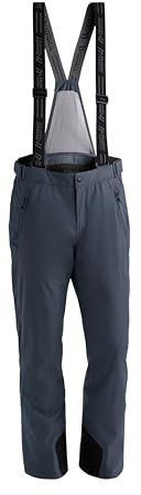 Maier Sports Anton 2, Herren Skihose, Wasserdichte Schneehose mit Hosenträgern, Stretchmaterial und verstellbarer Bund, PFC-frei, mTHERM Wattierung & mTEX Wetterschutz, Grau, Gr. 32 (W48/L32)