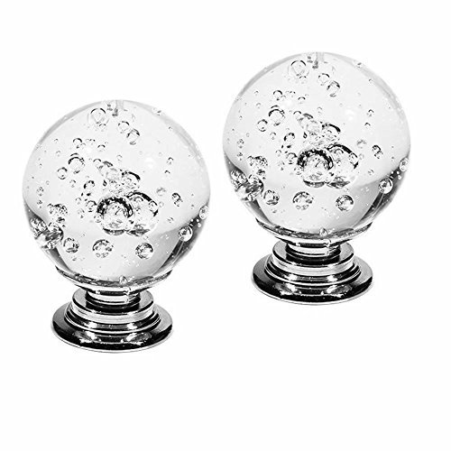 FBSHOP(TM) 30mm 2 Stück Schrank Knöpfe Bubbles Glas Kristall Kleiderschrank Türgriffe und Möbelknopf Dekorative Schrank Schublade Kommode Knopf-Transparent