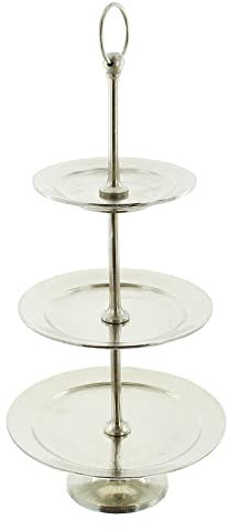 FRANK FLECHTWAREN Etagere Maison, groß 3 Stöckig, Metall Etagere Silber Obst Etagere, Dekorativer Hingucker