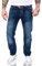 Rock Creek Herren Jeans Hose Regular Fit Jeans Herrenjeans Herrenhose Denim Stonewashed Basic Raw Straight Cut Jeans RC-2140 Dunkelblau W38 L30