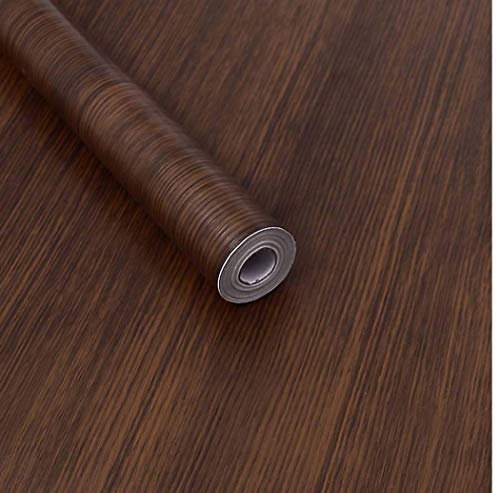 WADDLLCOR Dark Wood Grain Contact Paper Decorative Walnut Wood Look Self Adhesive Shelf Liner Kitchen Cabinets Shelves Door Sticker 17.7 Inch by 78 Inch