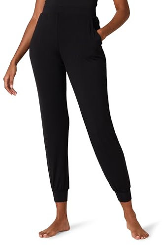 Amazon Essentials Pantaloni Pigiama in Jersey Leggero Lavorato a Maglia Stile Jogger, per Relax o da Notte, con Tasche Donna, Nero, XL