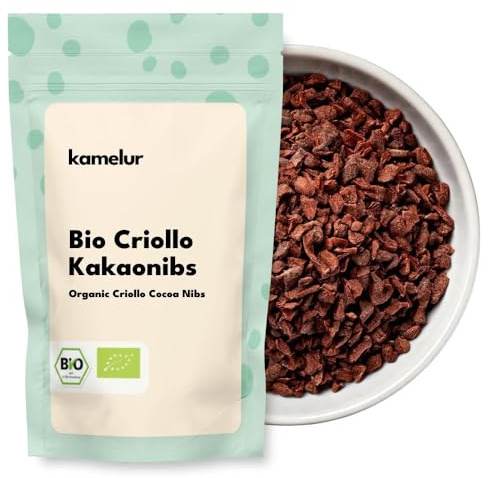 Kamelur BIO Kakaonibs aus ungerösteten Criollo Kakaobohnen (1kg) Rohkakao als Kakaonibs - ohne Zusatzstoffe