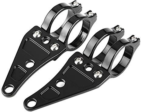 Nikou Motorrad Scheinwerfer Halterung - Klemmen Scheinwerferhalter Gabel 35-43mm für Motorrad 2St, Schwarz