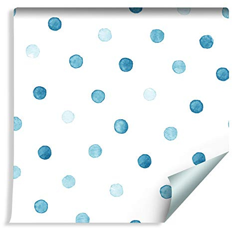 Muralo Fototapete Punkte Tupfen 1000 x 53 cm Vliestapete Wand Tapete Blau 3D Optik Wohnzimmer Schlafzimmer Moderne Wandbilder XXL Easyinstall Wand Dekoration