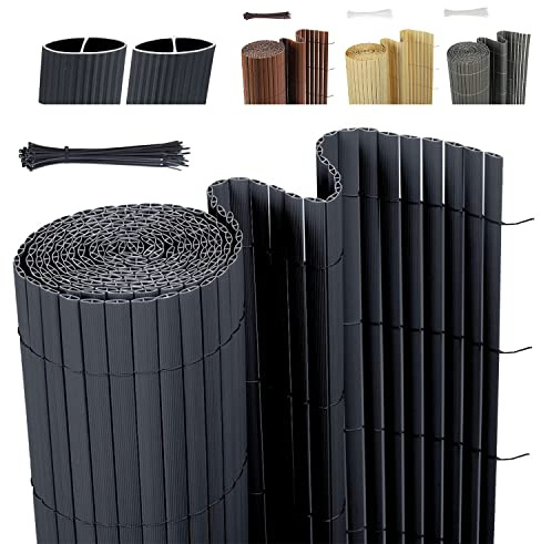 Sekey Canisse en PVC Brise Vue pour Jardin, Balcon et Terrasse, Résistant, Résistant aux intempéries, Intimité, avec Surface Texturée, avec Serre-Câbles, 100 x 300 cm, Anthracite