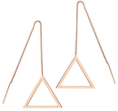 MENDOZZA Pure Damen Geometrie Ohrhänger Dreieck Edelstahl Pull-Trough Ohrringe Silber Gold Roségold (Rosegold)