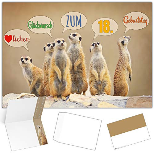 A4 XXL 18 Geburtstag Karte ERDMÄNNCHEN mit Umschlag - edle Geburtstagskarte - Glückwunschkarte zum 18. Geburtstag Junge & Mädchen von BREITENWERK