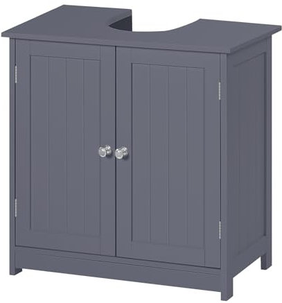 eSituro Mueble Bajo Lavabo Armario de Suelo para Baño Mueble de Organizador de Almacenamiento, MDF Gris 60x30x60cm