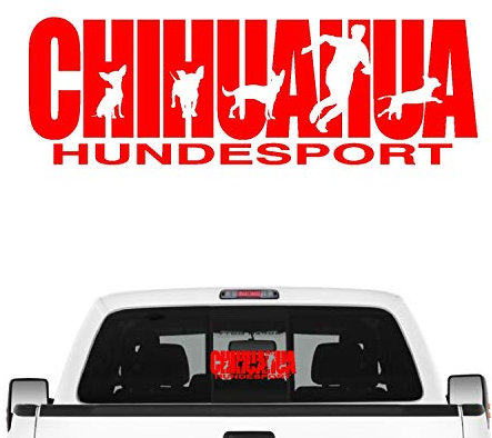 siviwonder Chihuahua Hundesport Auto Aufkleber Hund Folie Techichi Chihuahueño Farbe Rot, Größe 80cm