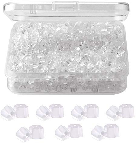 Transparente Ohrringrückseite 4 mm Blume Silikon Klar Ohrring Clutch Sicherheitsverschlüsse 1200 Stück (Blume)