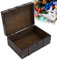 Dekorative Schatzschmuck Truhe, Vintage Holz Aufbewahrungsbox mit Schloss Home Decoration Truhe Box Kofferhalter Organizer für Schmuck Halskette Ohrringe Lagerung(Grau + Schloss)