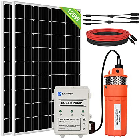 Sistema de bomba de agua de placa doble de 2 * 120W (240W+caja de batería+bomba de agua naranja 12V)