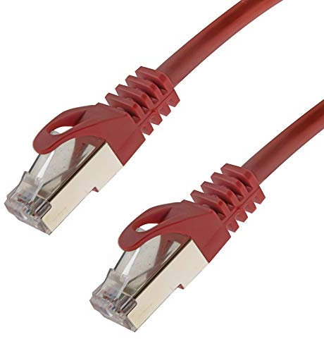 Netzwerkkabel S/FTP PIMF Cat. 7 15 Meter rot Patchkabel Gigabit Ethernet LAN DSL CAT7 Kabel