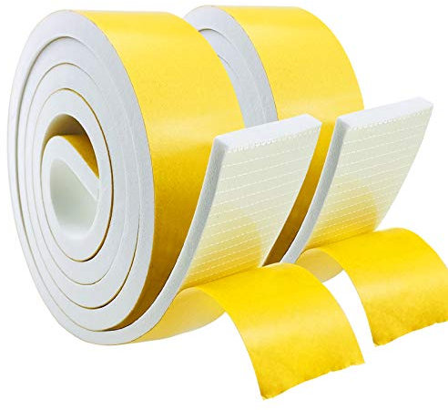 Storystore Dichtungsband Selbstklebend, Schaumstoff Dichtungsband Weiß50mm x6mm, Moosgummi selbstklebend für Tür Fenster, Wetterfest, Anti-Kollision, Schalldämmung (2mx2 Rollen)