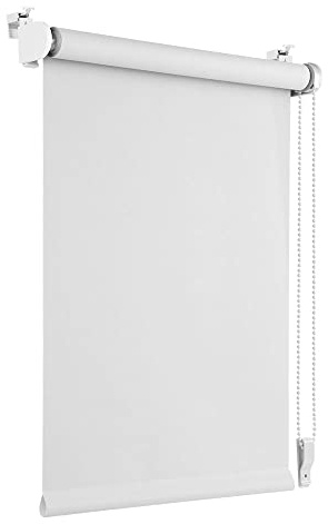 OBdeco Verdunkelungsrollo Thermorollo 60x210cm (Stoffbreite 56 cm) Weiß ohne Bohren mit gleichfarbige Beschichtung Oeko-TEX Standard 100 Sichtschutz Sonnenschutz für Fenster & Tür