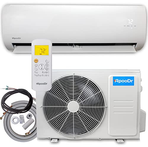 ApooDr 12000 BTU Mini Split Klimaanlage Ductless Inverter System 17.4 SEER2 mit Wärmepumpe 110V 1 Tonne, mit Installationsset