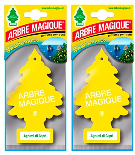 Arbre Magique Mono, Profumatore Auto, Fragranza Agrumi di Capri, Profumazione Agrumata e Fresca, Durata fino a 7 Settimane, Made in Italy, Confezione da 2 Pezzi