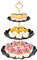 BACUTHY 3 Tier Cupcake Stand Holder, Plastic Cup Cake Stand Towel with Tiered Serving Tray for Cupcakes, Donuts, Fruits and More, White (Black)