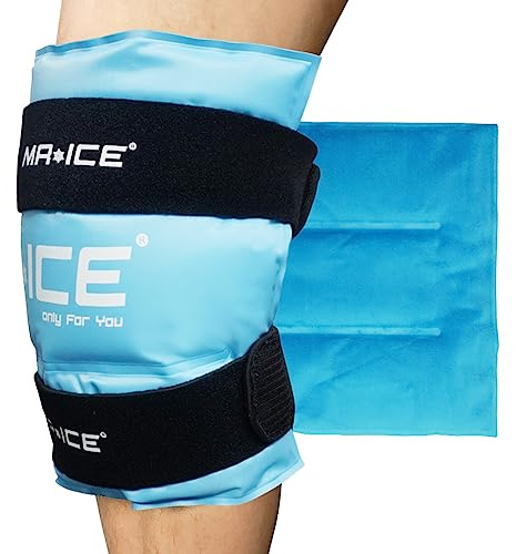 Large Knee Ice Pack Wrap for Knee Replacement Surgery - Reusable Gel Ice Pack for Injuries, Leg Pain, Arthritis, Meniscus Tear and ACL,Flexible Wrap Ice Bag Knee Pain Relief (Blue, 26.5 * 37cm)