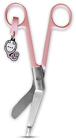 Krankenschere - stumpfe Spitze Schere - Edelstahl - Design - Schlüsselanhänger unverwechselbar (Rosa)
