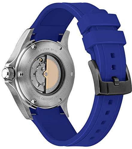 Kai Tian 22mm Edle Gebogene Band Gummi Blau (schwarze Schnalle) Uhrenarmband Fit Uhrenarmband für Männer Frauen
