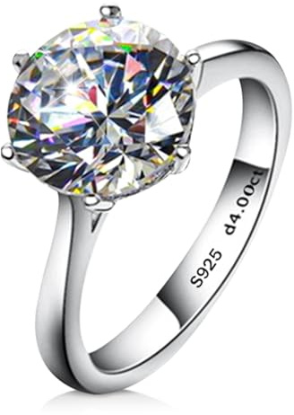 AINUOSHI 1-4 Carat Moissanite Solitaire Engagement Ring, 925 Sterling Silver Round Cut D-E Color Wedding Band for Women Anniversary