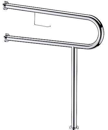 NArra 60cm Handicap Haltegriffe, Wandhalterung Bodenstütze,Toiletten-Haltegriffe, polierter Chrom-Edelstahl, Dusch-Badezimmer-Handläufe mit Toilettenpapierrollenhalter für ältere behinderte Schwangere