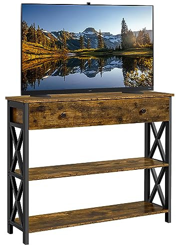 Yaheetech Tavolo Consolle Vintage Mobile da Ingresso in MDF e Ferro con Ripiani e Cassetti Tavolino Industriale per Divano Pavimento Corridoio 100 x 30 x 80 cm