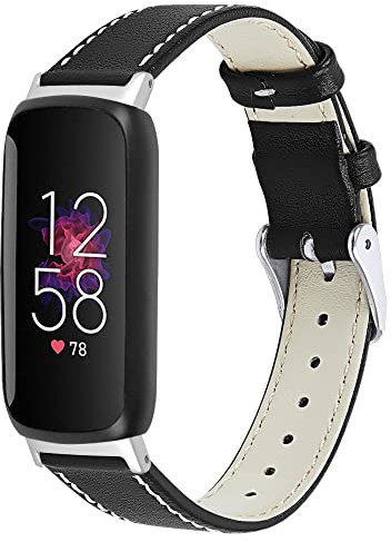 Gimuk Lederarmband kompatibel mit Fitbit Inspire 3 Armbänder für Damen und Herren, weiches atmungsaktives Leder-Sport-Armband Ersatzband, Armband für Fitbit Inspire 3 (Schwarz)