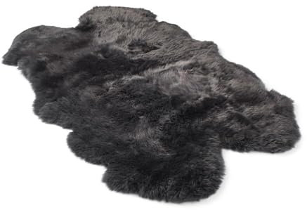 Nordic Sheep Lammfell Teppich 170x110 cm | Lammfell Echt kann auf dem Sofa oder Bett verwendet Werden, ist Gross Atmungsaktiv & Wärmeregulierend | Farbe: Dunkelgrau